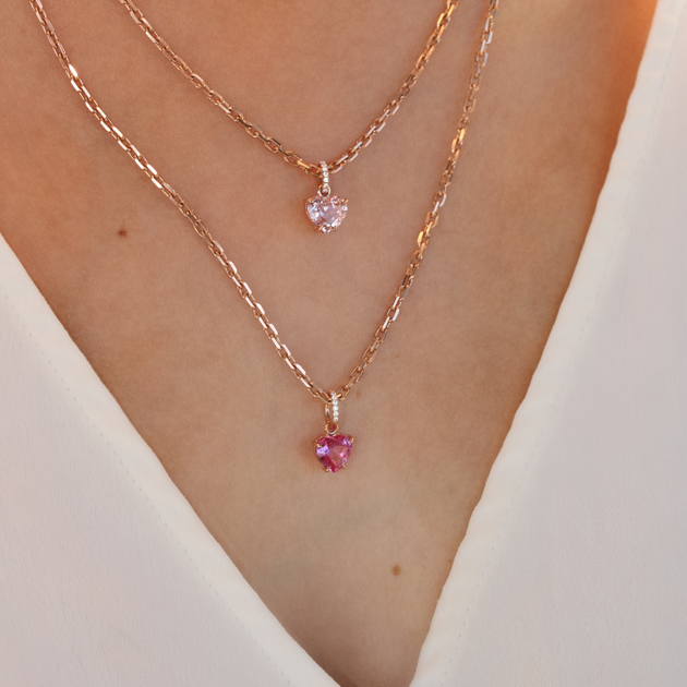 New Love Pink Diamond Necklace Female Light Luxury Diamond Inlaid One Arrow  Through The Heart Clavicle Chain Tanabata Gift - AliExpress