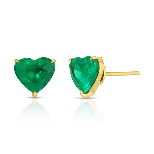 Ladies Pear Shape Green Emerald Stud Earrings White Gold