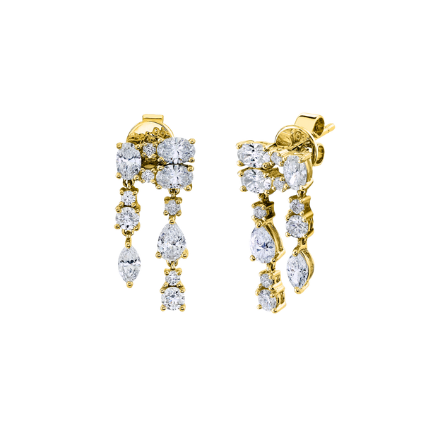 Long Zipper Diamond Earrings Yellow Gold at Anita Ko