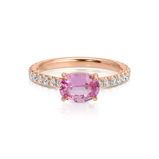 OVAL PINK SAPPHIRE AND DIAMOND RING