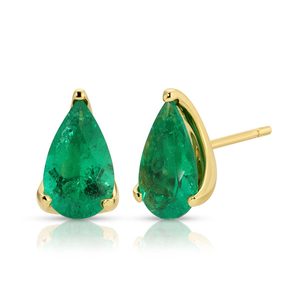 PEAR SHAPE EMERALD STUD EARRINGS