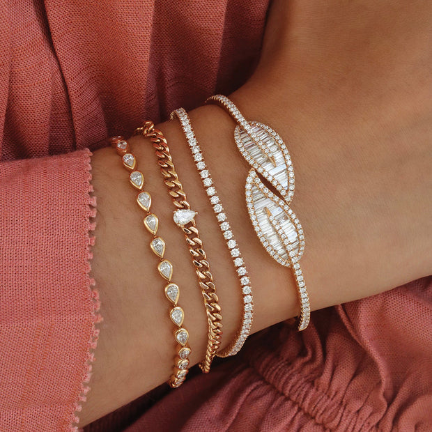 Anita Ko 18K rose gold small palm leaf diamond bracelet - Pink