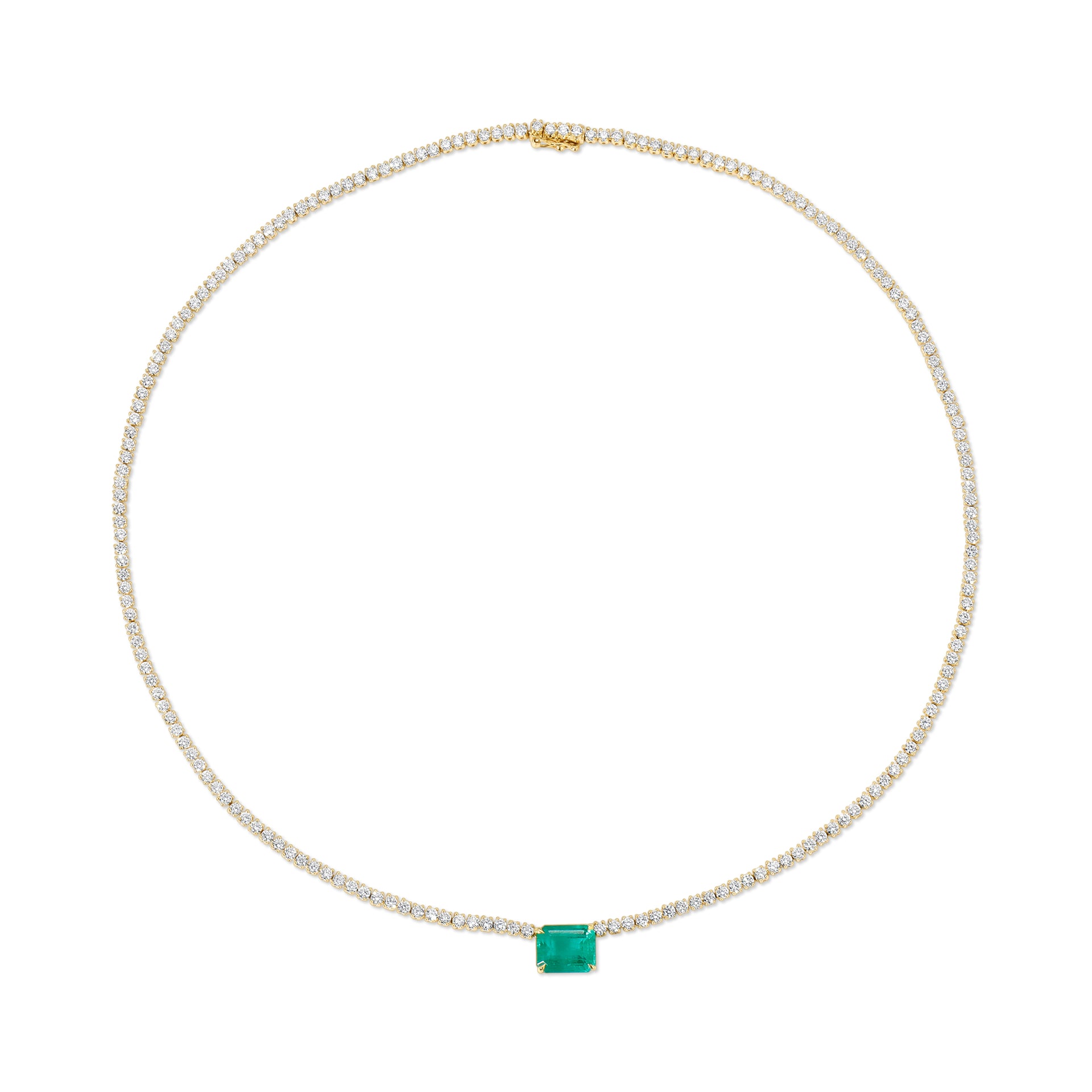  HEPBURN CHOKER WITH EMERALD CUT EMERALD CENTER