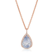 6.65CT LIGHT BLUE SAPPHIRE PEAR PENDANT WITH DIAMOND HALO AND BAIL