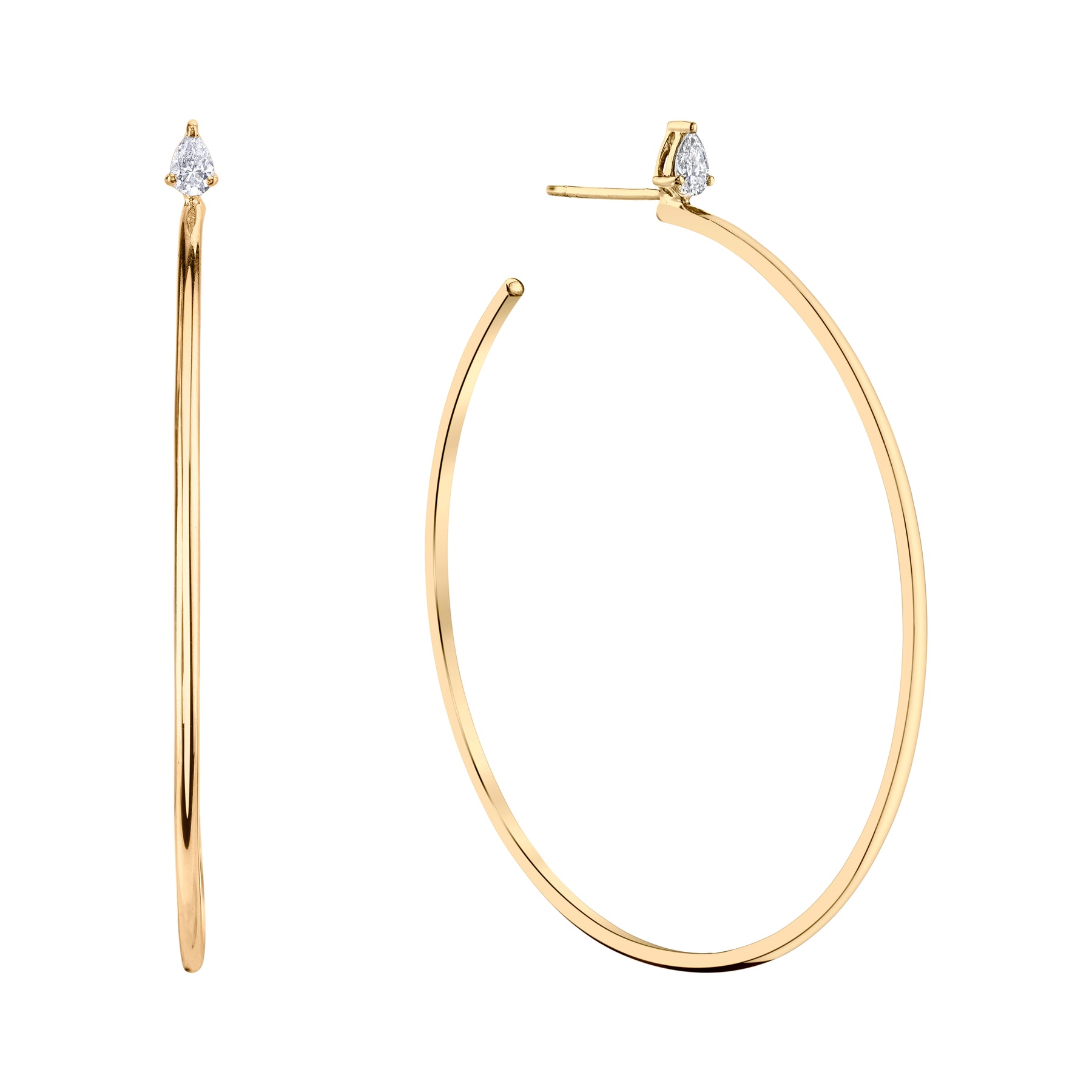 LARGE HOOPS WITH PEAR DIAMOND STUDS – Anita Ko