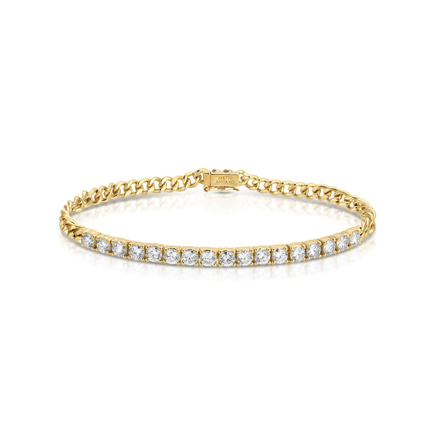 CUBAN LINK AND DIAMOND LINE BRACELET