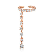 DIAMOND EAR CUFF WITH PEAR, ROUND, MARQUISE DIAMOND DROP