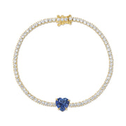 DIAMOND HEPBURN BRACELET WITH BLUE SAPPHIRE HEART CENTER