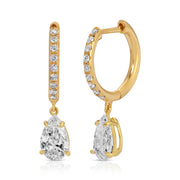 DIAMOND HUGGIES WITH LARGE PEAR DIAMOND DROP