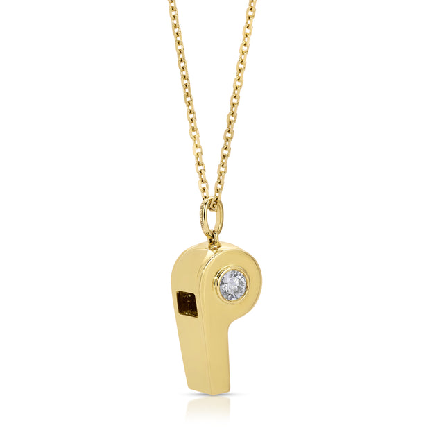 GOLD AND ROUND DIAMOND BABY WHISTLE