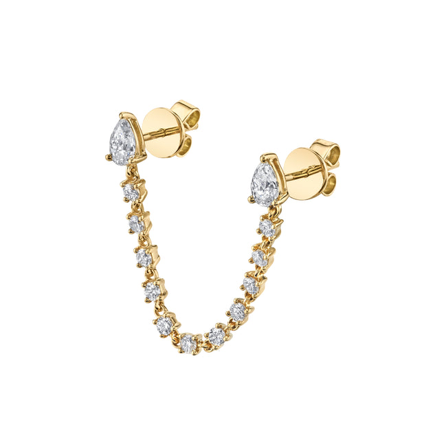 DOUBLE PIERCING PEAR DIAMOND LOOP EARRING – Anita Ko