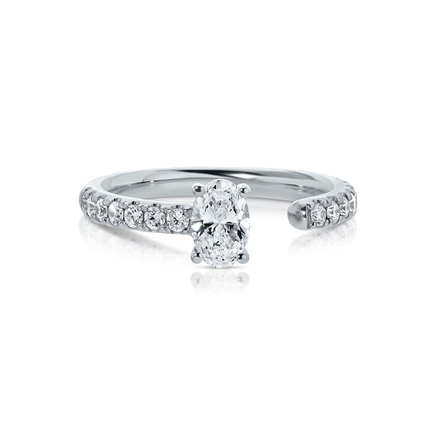 OVAL DIAMOND SATURN RING WITH .50CT OVAL AND PAVE BAND – Anita Ko