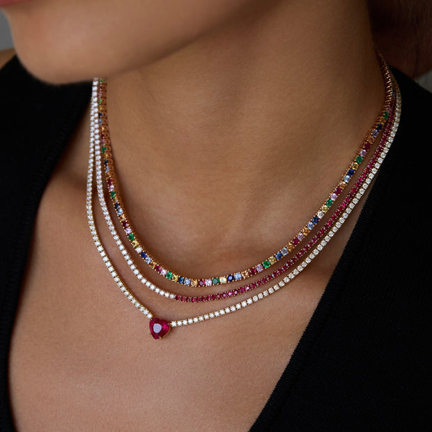 DIAMOND AND RUBY HEPBURN CHOKER 16"