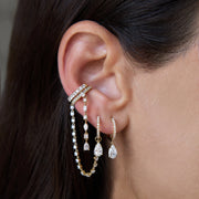 DIAMOND EAR CUFF WITH PEAR, ROUND, MARQUISE DIAMOND DROP