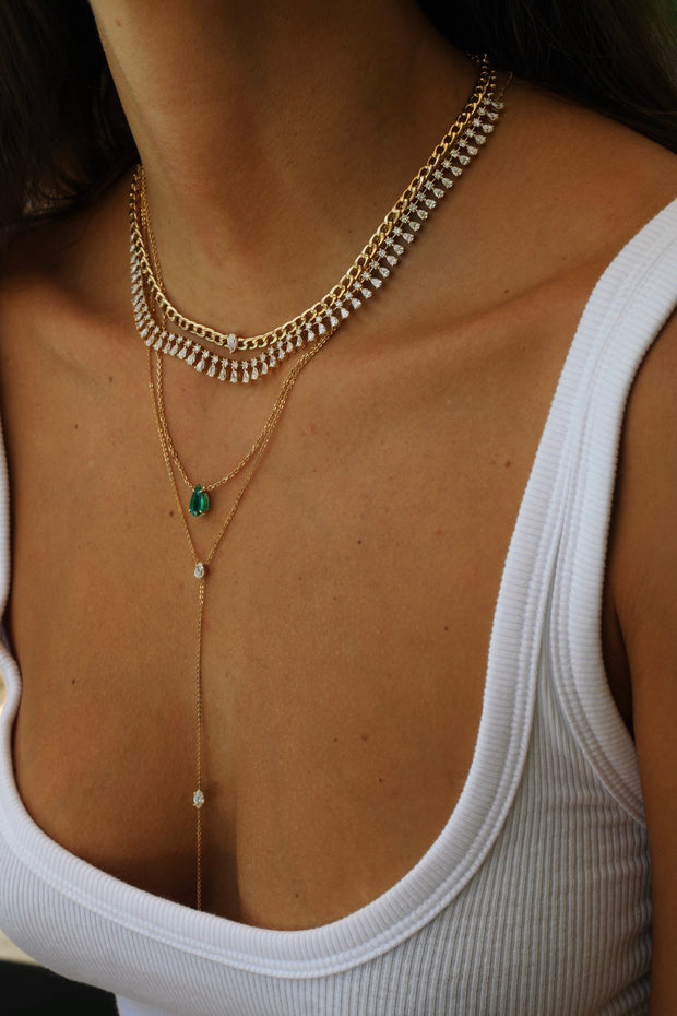 PEAR AND DOUBLE MARQUISE DIAMOND LARIAT