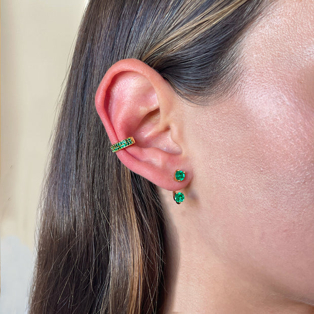 LARGE EMERALD ORBIT EARRING