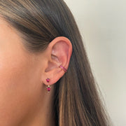 LARGE PEAR RUBY ORBIT EARRING