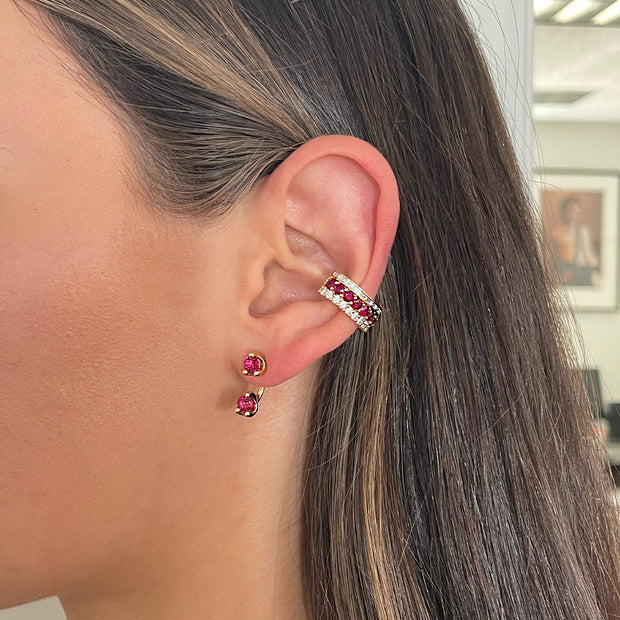 LARGE ROUND RUBY ORBIT EARRING