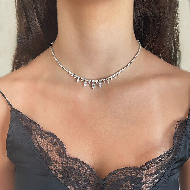 MARQUISE, BAGUETTE AND ROUND DIAMOND CHOKER