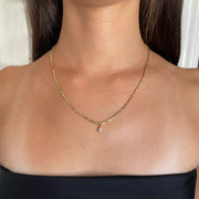 HEAVY CHAIN WITH PEAR DIAMOND PENDANT