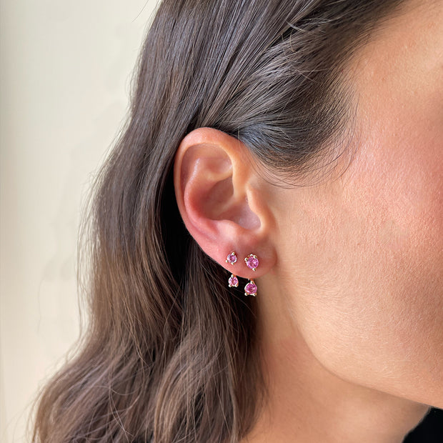 LARGE ROUND PINK SAPPHIRE ORBIT EARRING