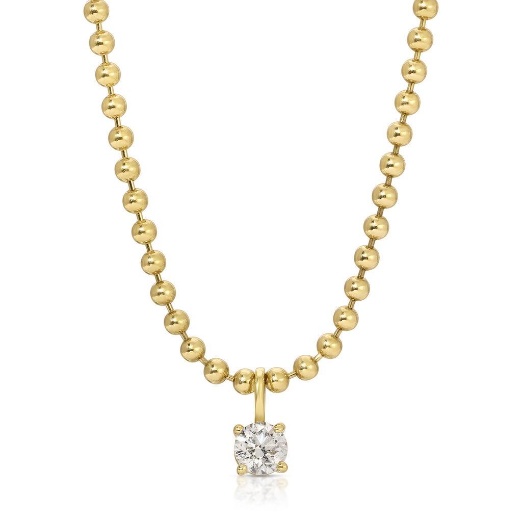 BALL CHAIN NECKLACE WITH ROUND DIAMOND PENDANT – Anita Ko