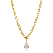 HEAVY CHAIN WITH PEAR DIAMOND PENDANT