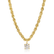 ROPE CHAIN WITH ROUND DIAMOND PENDANT