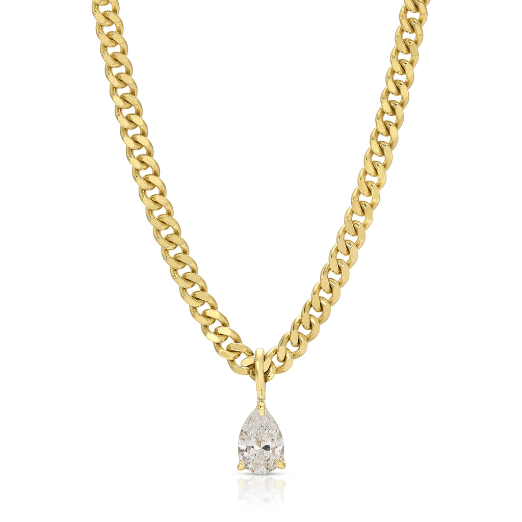 BALL CHAIN NECKLACE WITH PEAR DIAMOND PENDANT – Anita Ko