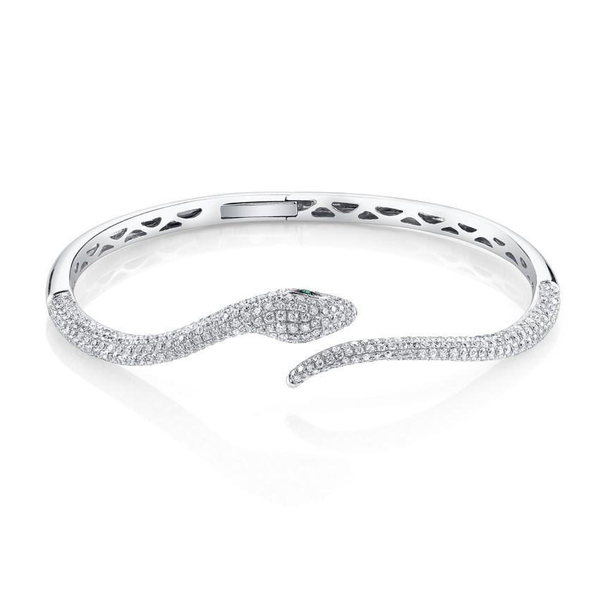Glamorous Snake Bracelet, Diamond CZ Snake Cuff Bracelet