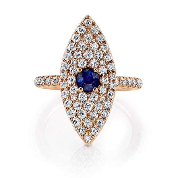 1/3ct Blue & White Diamond Evil Eye Ring 14K White Gold – Bliss Diamond