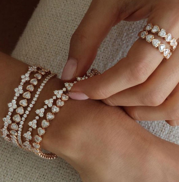 Florence Heart Diamond Bracelet in 18k White Gold Vermeil  ROSCE Jewelers